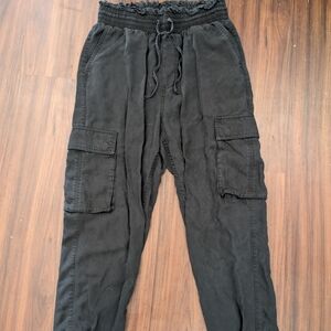 Abercrombie & Fitch Black Cargo Joggers with Drawcord